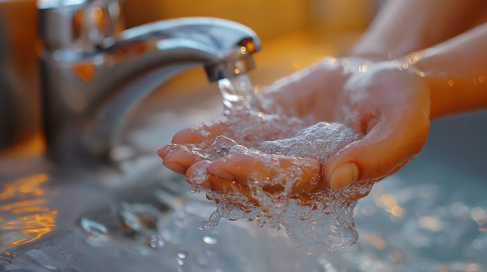 水道水の水を手ですくう様子