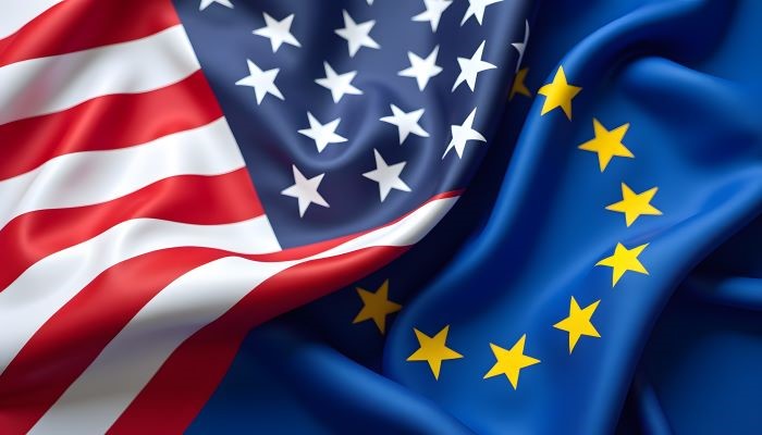 アメリカ国旗と欧州旗