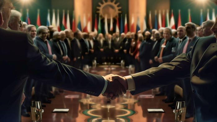 国際会議で握手