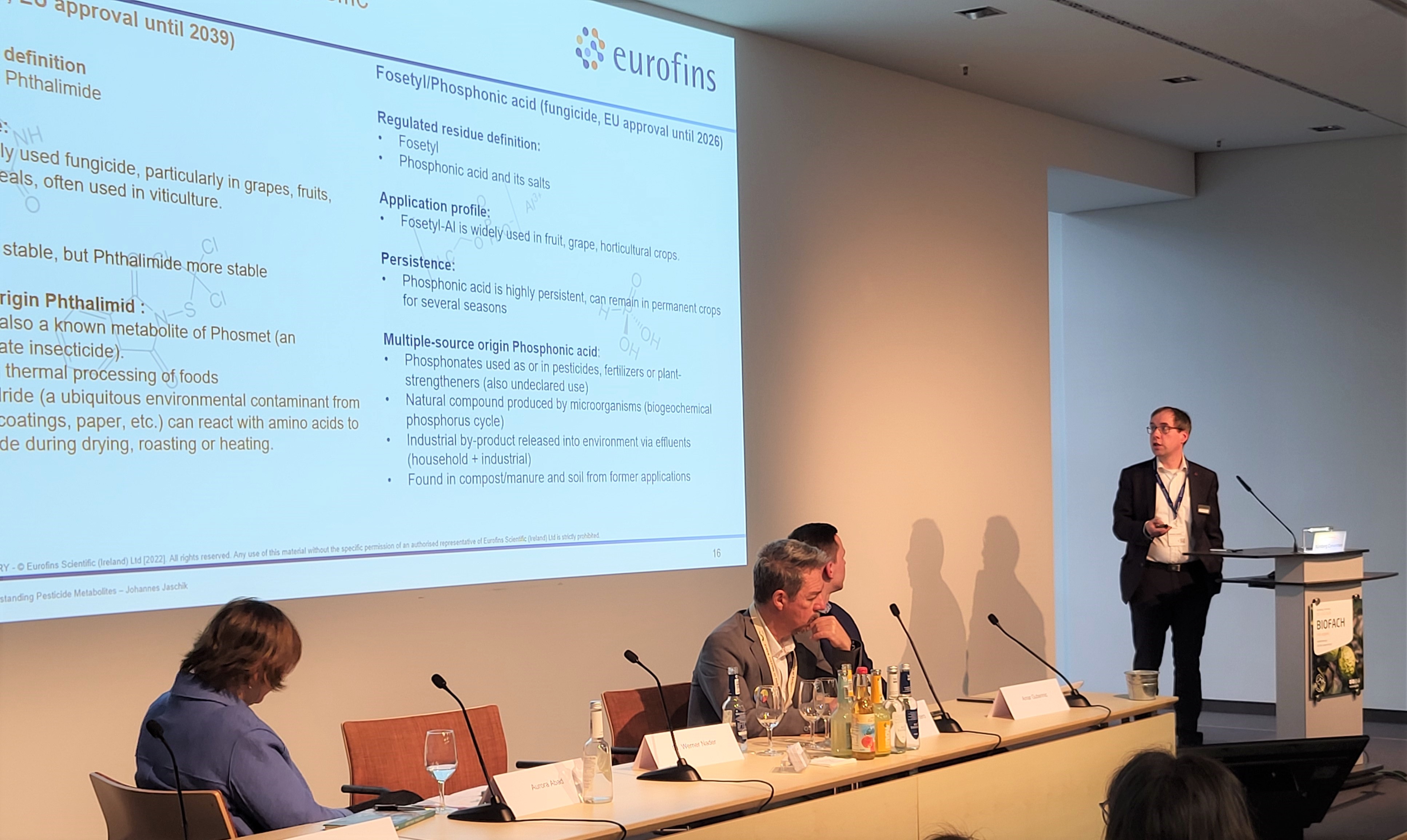 Johannes Jaschik, Eurofins Dr. Specht International GmbH, presenting at the Biofach 2026 Congress