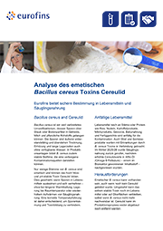 Eurofins Flyer: Analyse des emetischen Bacillus cereus Toxins Cereulid