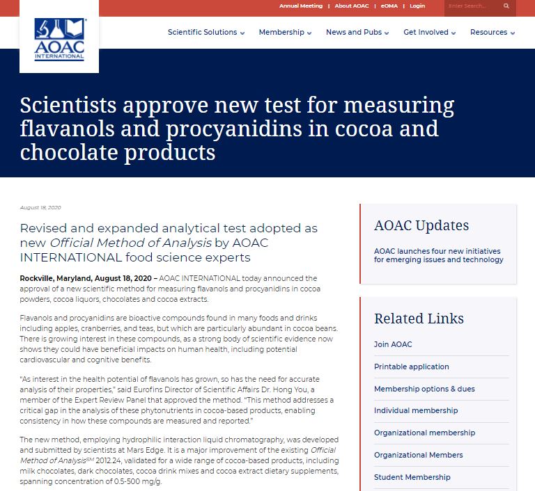 Dr. Hong You Serves on AOAC's Expert Review Panel for Approving of a